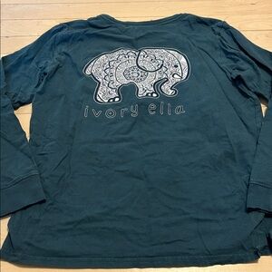 Ivory Ella Dark Teal Elephant Long Sleeve